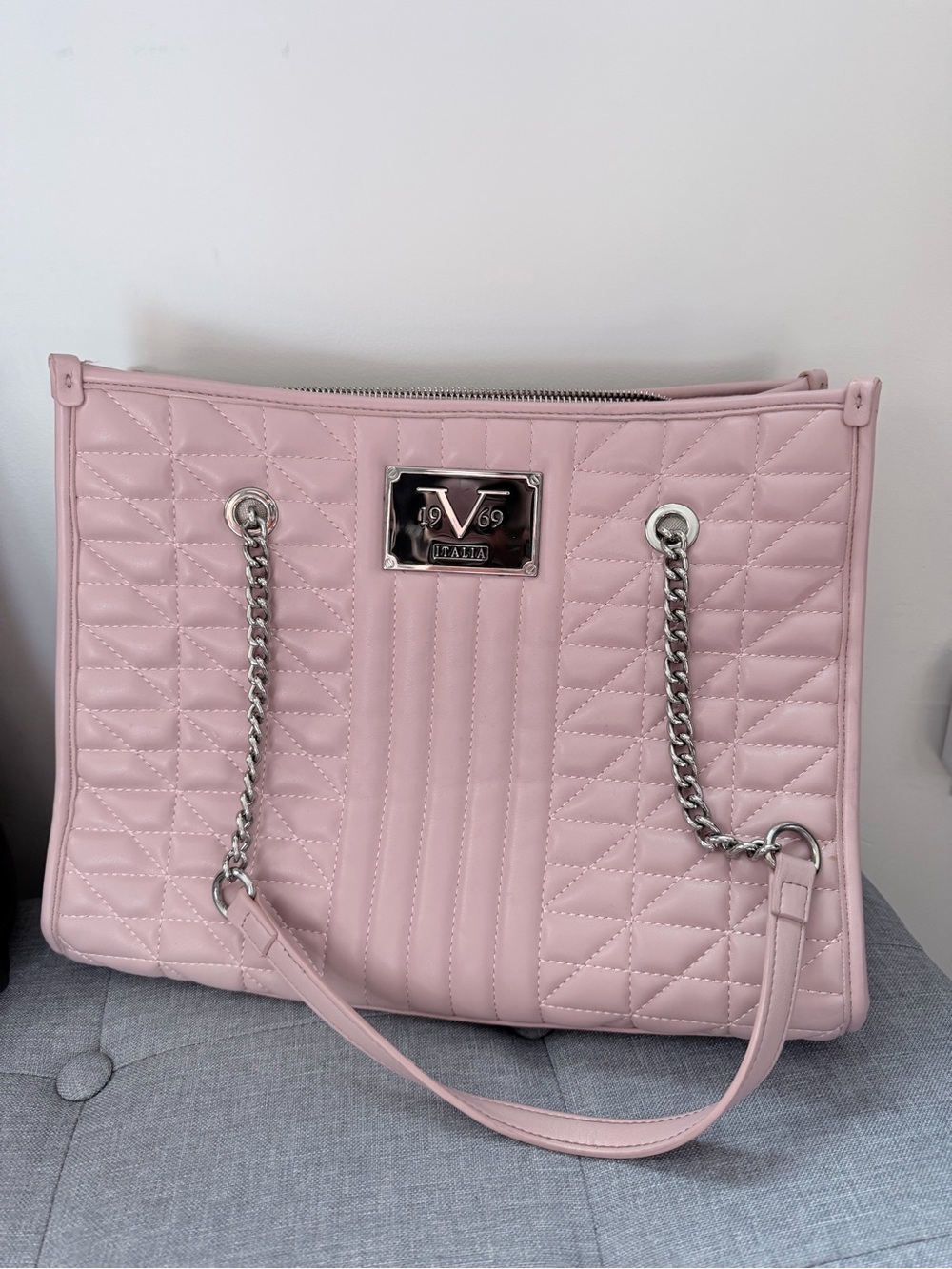 Versace 19V69 Quilted Tote Bag in Light Pink